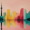 Panorama abstrait aux couleurs douces de la ligne d'horizon de Tokyo sur TheXclusive Art