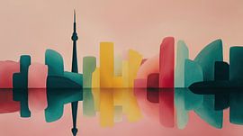 Abstraktes Panorama der Skyline von Tokio in sanften Farben von TheXclusive Art