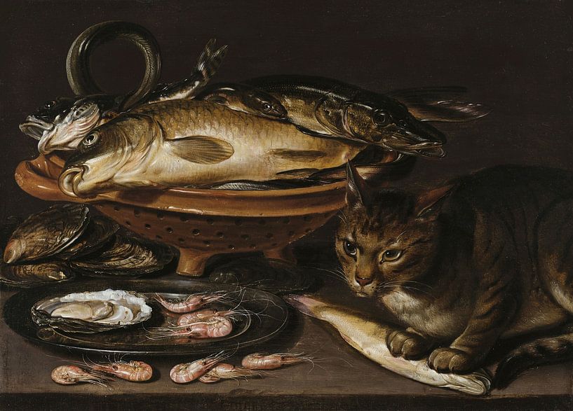 Still Life of Fish and Cat, Clara Peeters by Masterful Masters