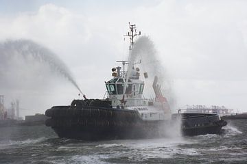 Sleepboot VB Mars in actie in de haven Rotterdam van scheepskijkerhavenfotografie