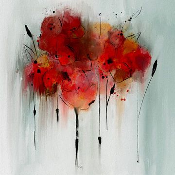 Red floral by annemiek art