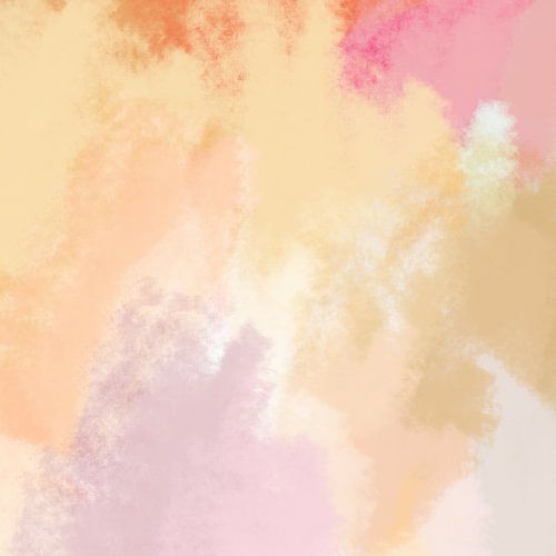 Zachte pastelkleuren schilderij. Abstracte kunst in wit, geel, roze en lila