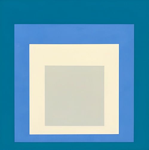 Josef Albers - Hommage au carré : Bleu, blanc, gris, vert