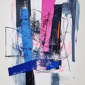 bleu rose | Blocs verticaux et gribouillis sur Collection Moderne