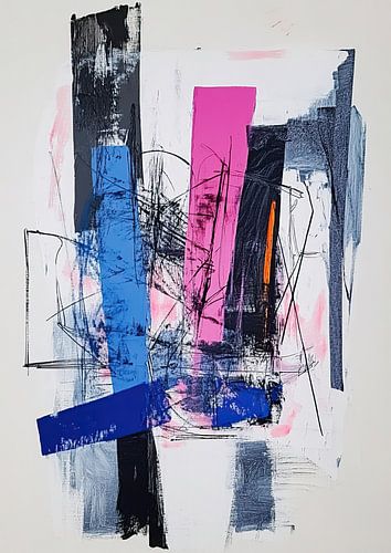 blue pink | Vertical Blocks and Scribbles by Modern Collection