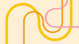 Mid-Century Bauhaus Bogen Geometrie in Gelben Pastellfarben von Mad Dog Art