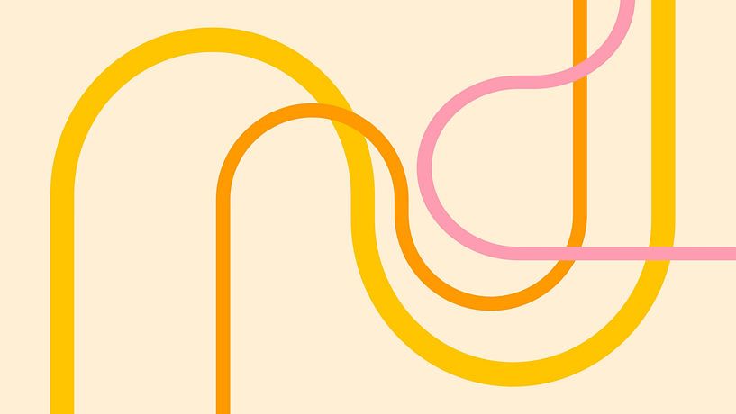 Mid-century Bauhaus arch geometry in yellow pastel colours by Mad Dog Art