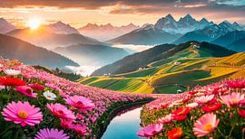 Landschap met bloemen
