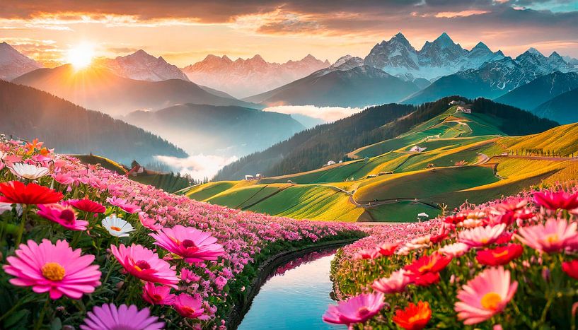 Landschaft mit Blumen von Mustafa Kurnaz