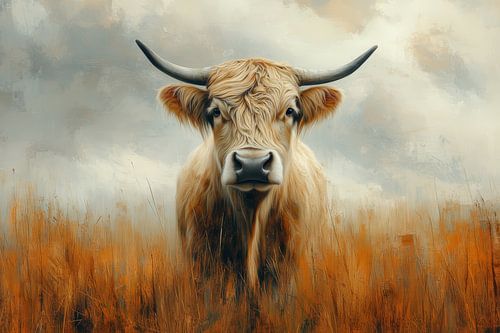 Tough Calm - Scottish Highlander in Autumn landscape
