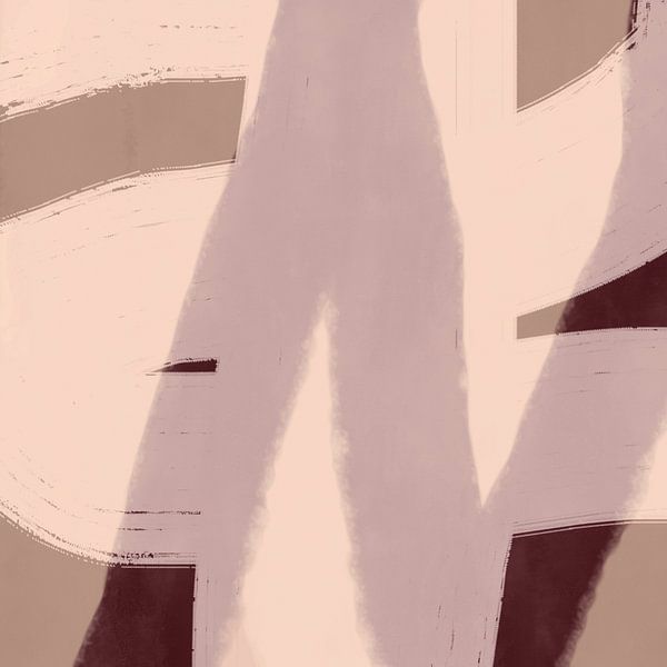 Modern abstract minimalistisch schilderij in warme neutrale kleuren van Dina Dankers
