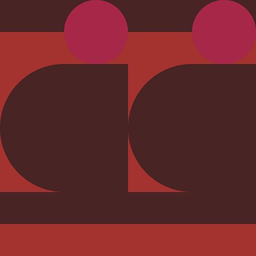 Abstracte geometrische kunst in retrostijl in roze, oranje en bruin nr. 5