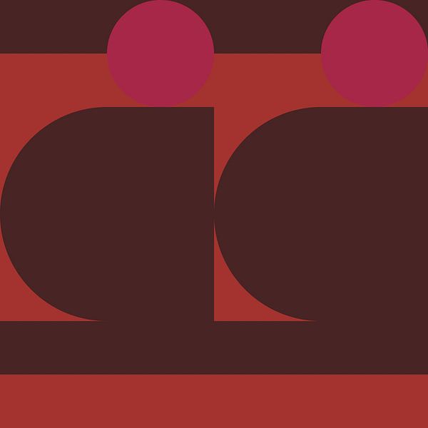 Abstracte geometrische kunst in retrostijl in roze, oranje en bruin nr. 5 van Dina Dankers