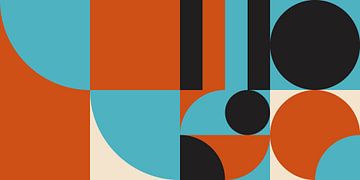 Retro geometry in terra, blue, black and white by Dina Dankers