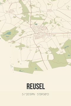 Vintage landkaart van Reusel (Noord-Brabant) van MijnStadsPoster