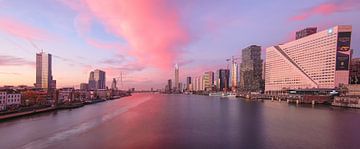 Panorama Rotterdam bij zonsopkomst
