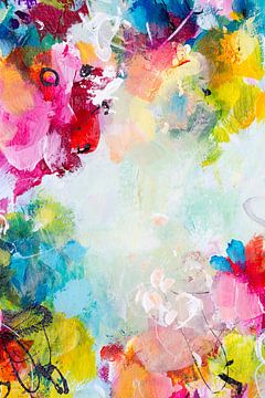 In Between - part 1 - kleurrijk abstract schilderij van Qeimoy