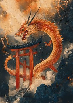 Japanese art print: The dragon awakens by Niklas Maximilian