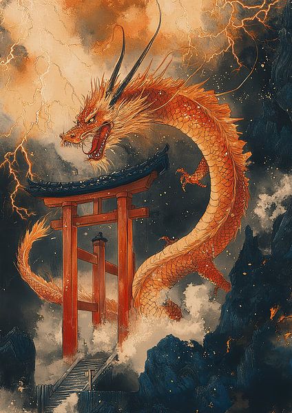 Japanese art print: The dragon awakens by Niklas Maximilian