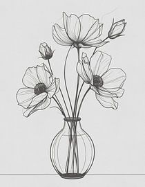Minimal art - line drawing vase 03 by Emiel de Lange