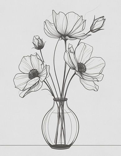 Minimal art - lijntekening vaas 03