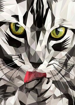 Black White Cat Close Up Low Poly by Yoga Art 15