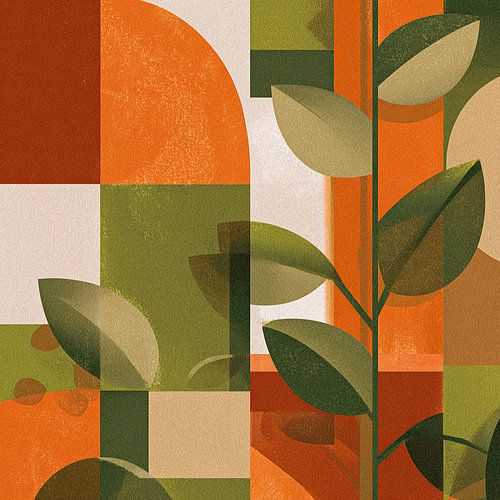 Grüner Zweig | Moderne botanische Formen und Farben