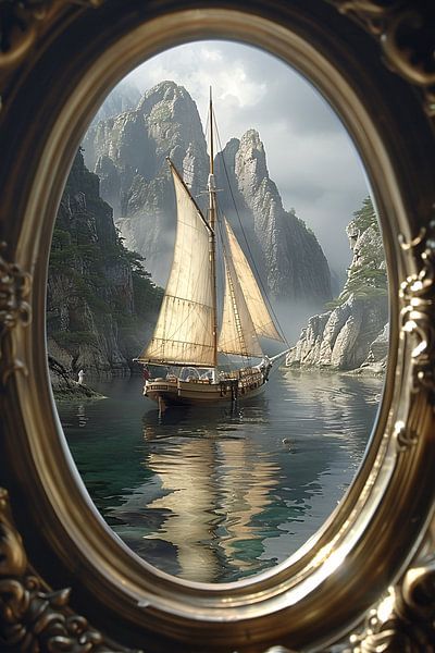 Segelschiff in Mirror of Time von Art & Soul Creations