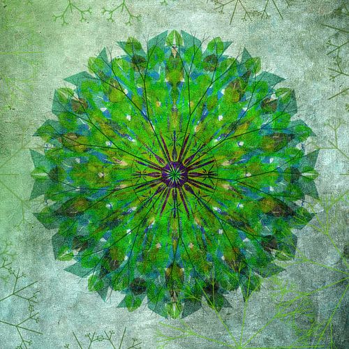 Mandala - grunge in green