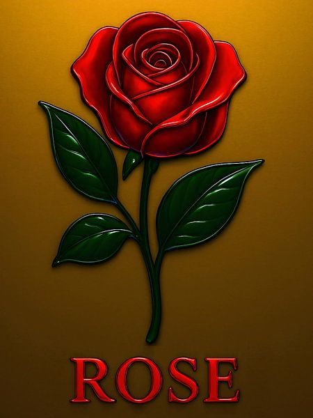 Metallisch Rote Rose in Eleganz von A.D. Digital ART