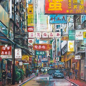 Hong Kong schilderij van Jos Hoppenbrouwers