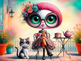 Eine trendige Frau trinkt Tee von ¡ guay !