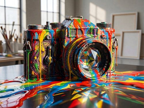 Surrealistisch scenario met een fototoestel