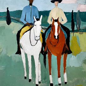 Horse riders, modern equestrian painting by IamHome Studio