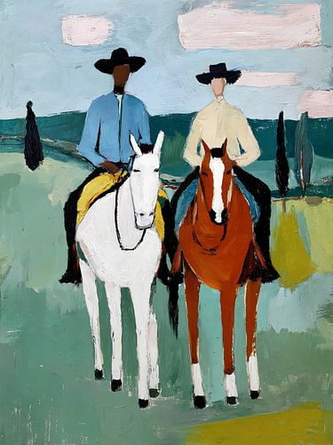 Horse riders, modern equestrian painting
