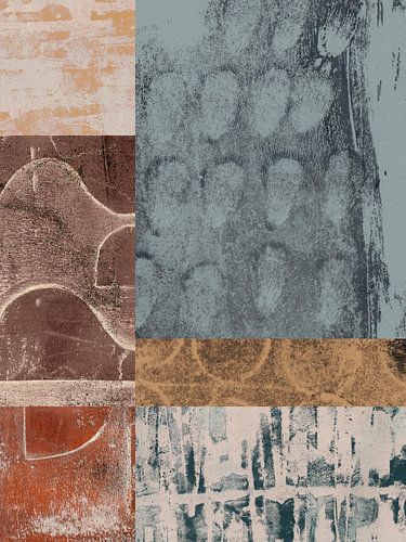 Formes abstraites organiques et géométriques. Collage de couleurs brunes et grises.