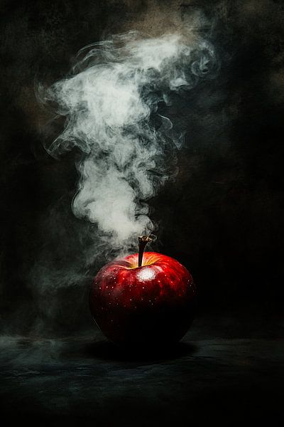 Pomme rouge avec nuage de fumée par Imperial Art House