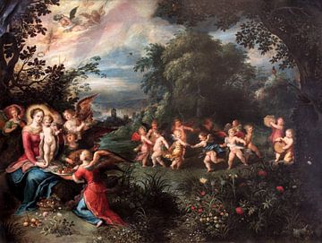 Maagd en kind in een landschap, Frans Francken (II) & Abraham Govaerts