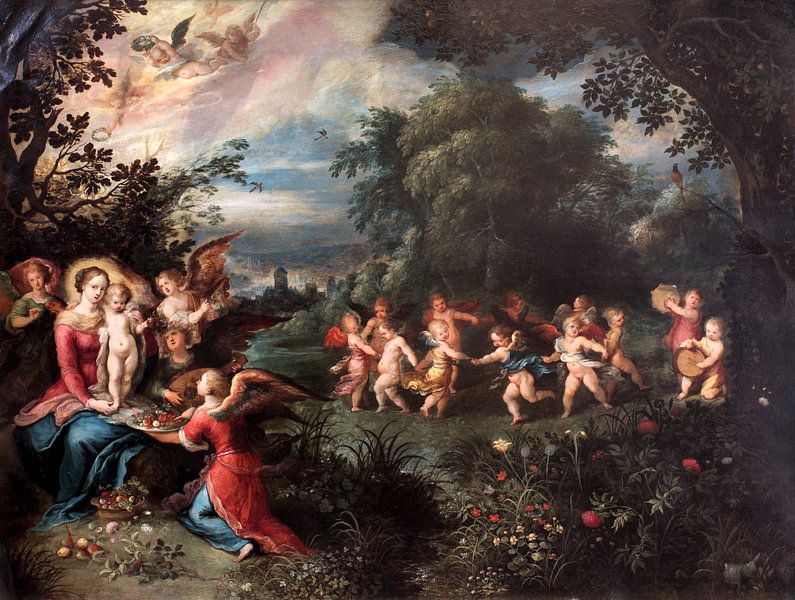 Madonna mit Kind in einer Landschaft, Frans Francken der Jüngere und Abraham Govaerts von Meisterhafte Meister