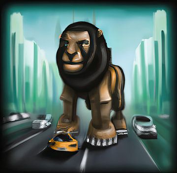 Giant King in the City van Lions-Art