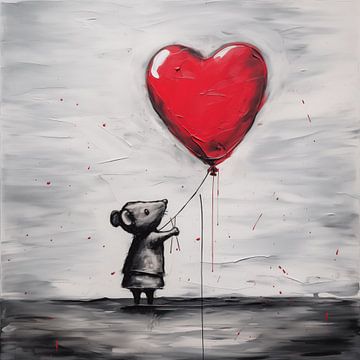 Maus mit Luftballon (Herz) von TheXclusive Art