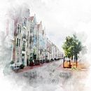 Watercolour painting of the Kinderdijk in Middelburg, Zeeland. by Danny de Klerk thumbnail