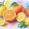 levendige citrusvruchten in pastelstijl van Claudia Gründler