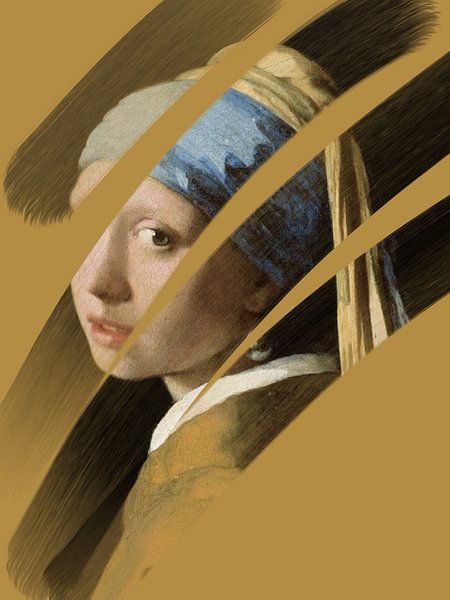 MOMY - Fille avec boucle d'oreille en perle - La fille de Vermeer - Peinture par Studio Palette