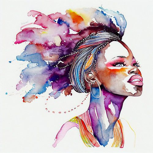 Schilderij Schilderij van een Afrikaanse vrouw Illustratie