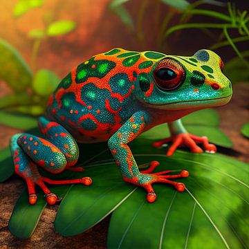 Grüner Frosch mit Roten Augen Illustration 02 von Animaflora PicsStock