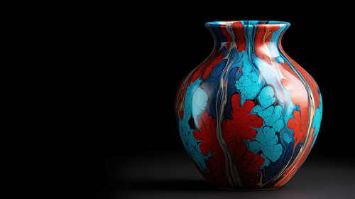 Decoratieve vaas blauw rood panorama