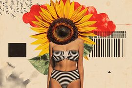 Tête pleine de fleurs et de rayures sur Poster Art Shop