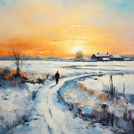Neige d'hiver sur Peintures accrocheuses