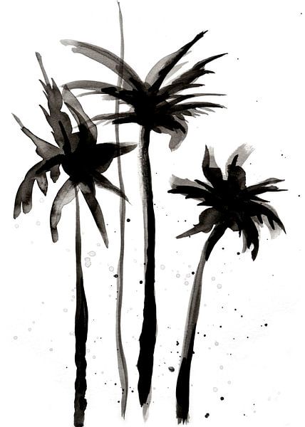 Ink Palm Trees van Stephanie Franken